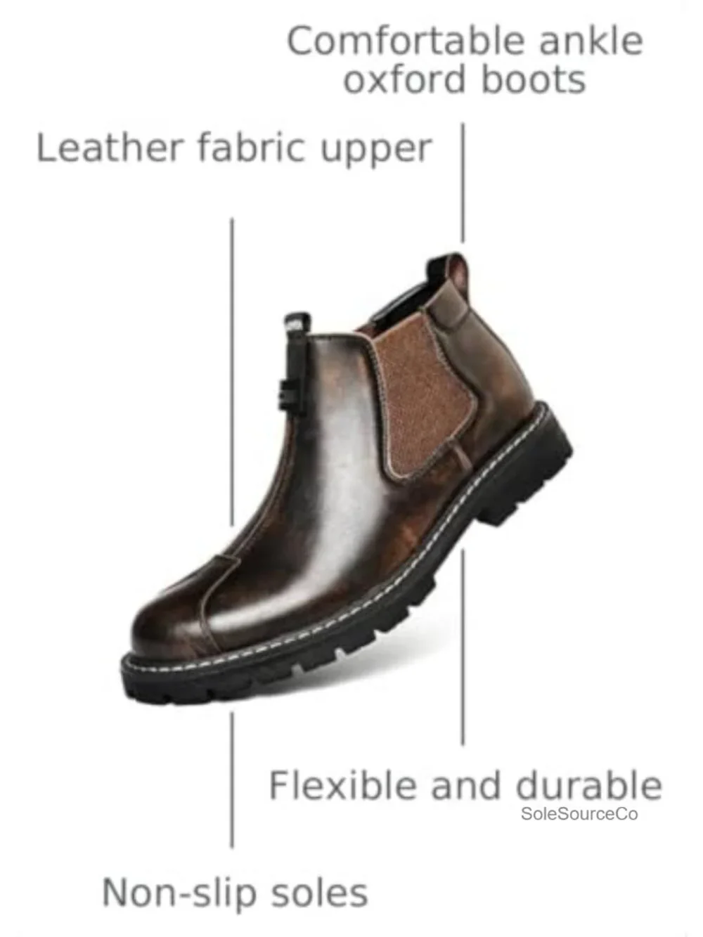 Men's Leather Chelsea Boots Non-Slip Slip On Ankle High Top Work Shoes